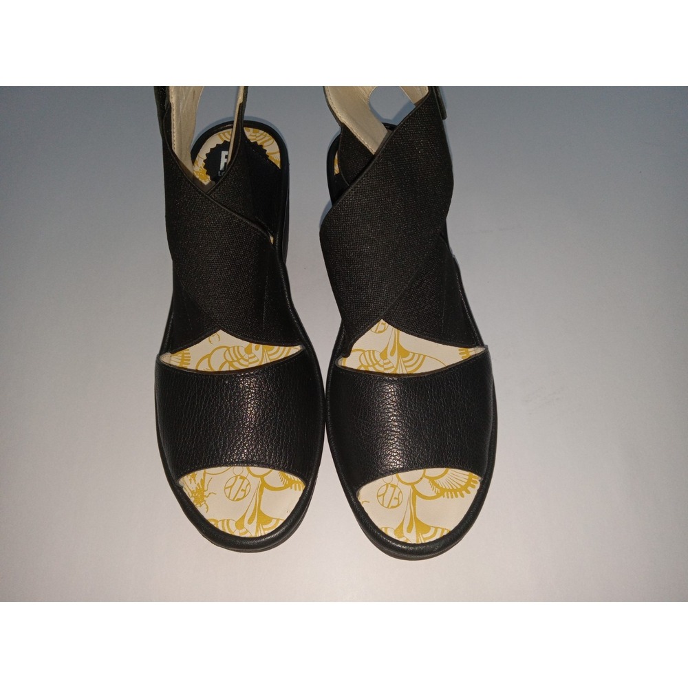 Fly London Strappy Black Wedge Sandals Women's Size 39 US 8 - Picture 5 of 11
